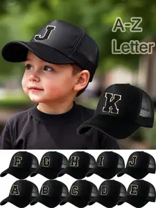 1PC Kids' Breathable Mesh Sun Hat, Adjustable Sponge Cap, Fashionable Letter Print, Suitable for Ages 3-8, Daily Wear, Perfect Gift