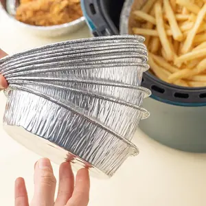 Aluminum Foil Baking Pans Cookware 8 Inch Round Set of 10 with Transparent Dome Lids, Recyclable Disposable Containers, Straight Wall Design
