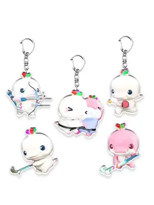 5pcs National Games Greater Bay Area Chicken Mascot Xiyangyang and Lerongrong Acrylic Keychain Creative Pendant Schoolbag Ornament