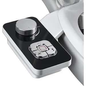 Bidet Attachment, Non-Electric Cold Water Bidet Toilet Seat Attachment with  Controls, Retractable Self-Cleaning Dual Nozzles for Frontal & Rear Wash - Black