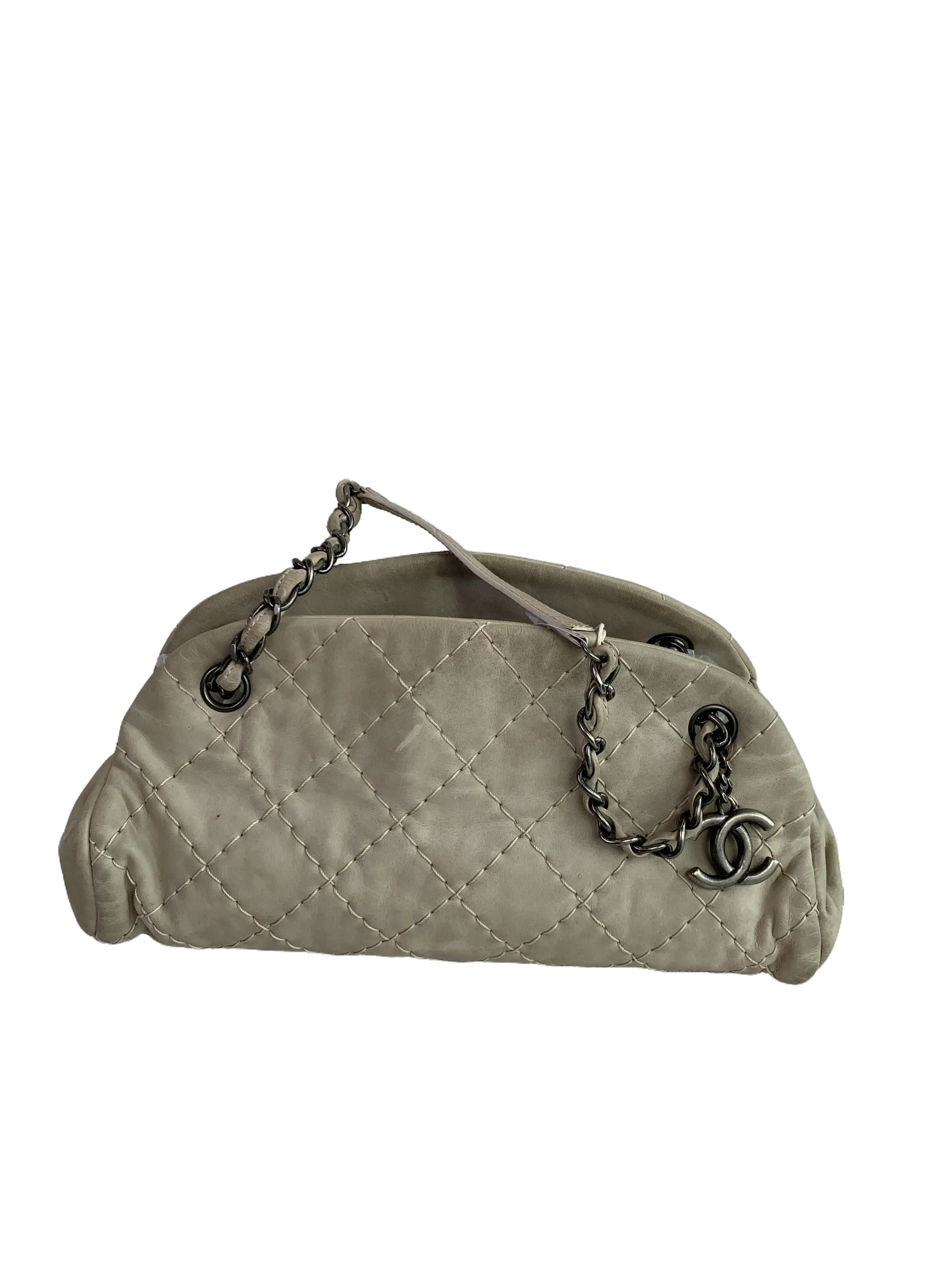 Pre-owned CHANEL Off‑White Quilted Chain Handbag/WJ08417517/7517