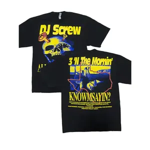 Men's Screw Skull T-shirt Hip-Hop DJ Memorial Band Tee 100% Cotton Autumn Clothing Oversized Fit Casual Menswear Streetwear Top Halloween Stylish