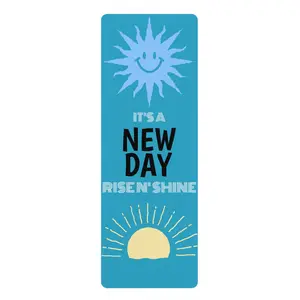 Risen Shine It's A New Day Rubber Yoga Mat 24x70 Anti-Slip Pilates Exercise Meditation Fitness Mat with Carrying Strap