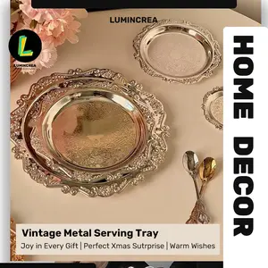 Vintage Carved Metal Small Tray Scented Candle Plate Jewelry Ornament Baroque Style Home Decor Ideas Home Christmas Gifts Birthday Gifts