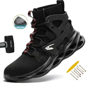 Work Safety Shoes For Men Breathable Work Sneakers Steel Toe Shoes Anti-puncture Safety Protective Shoe Work Shoes Construction Work Shoes Warehouses Work as hiking