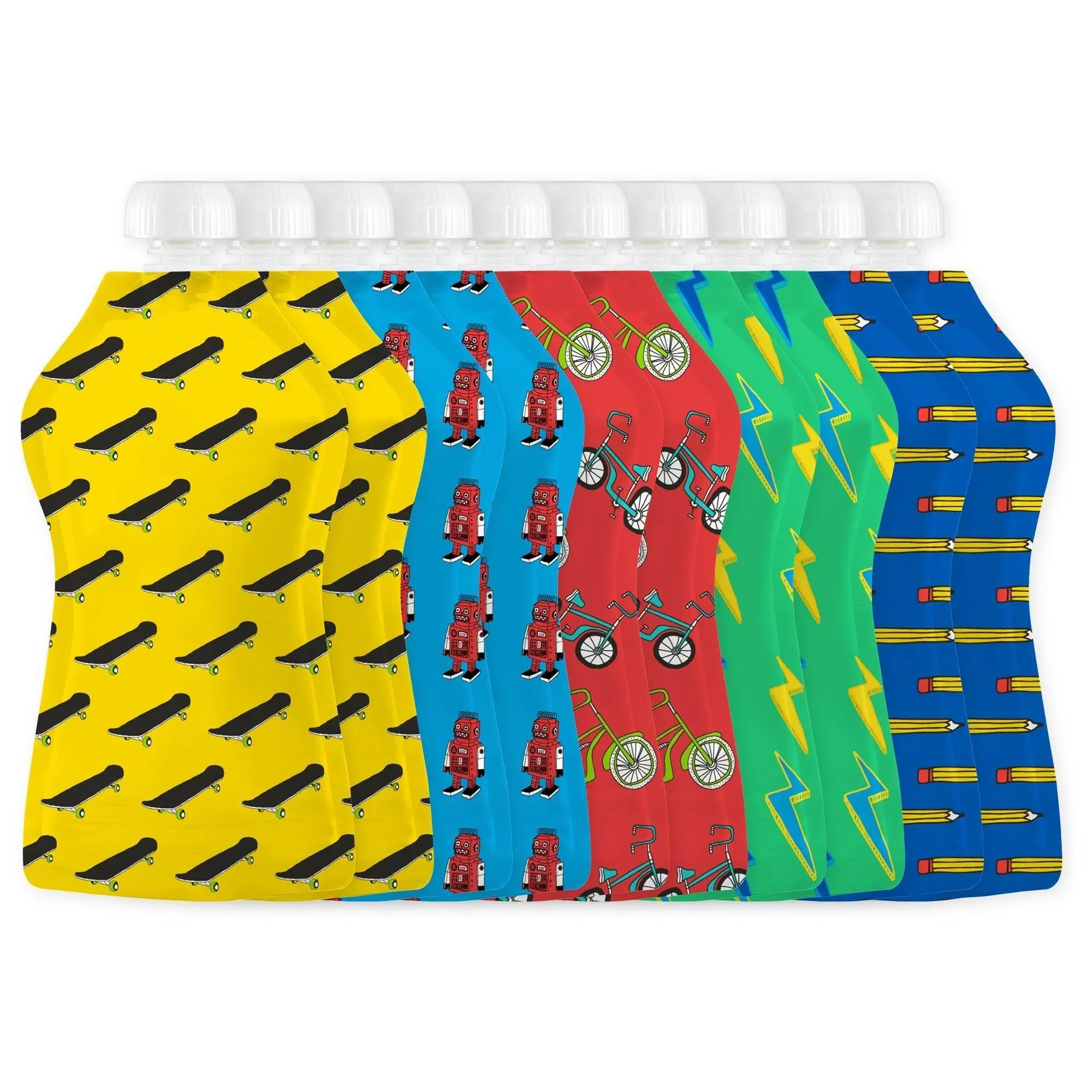 Squooshi - Reusable Food Pouch - Assorted Designs-10 Pack