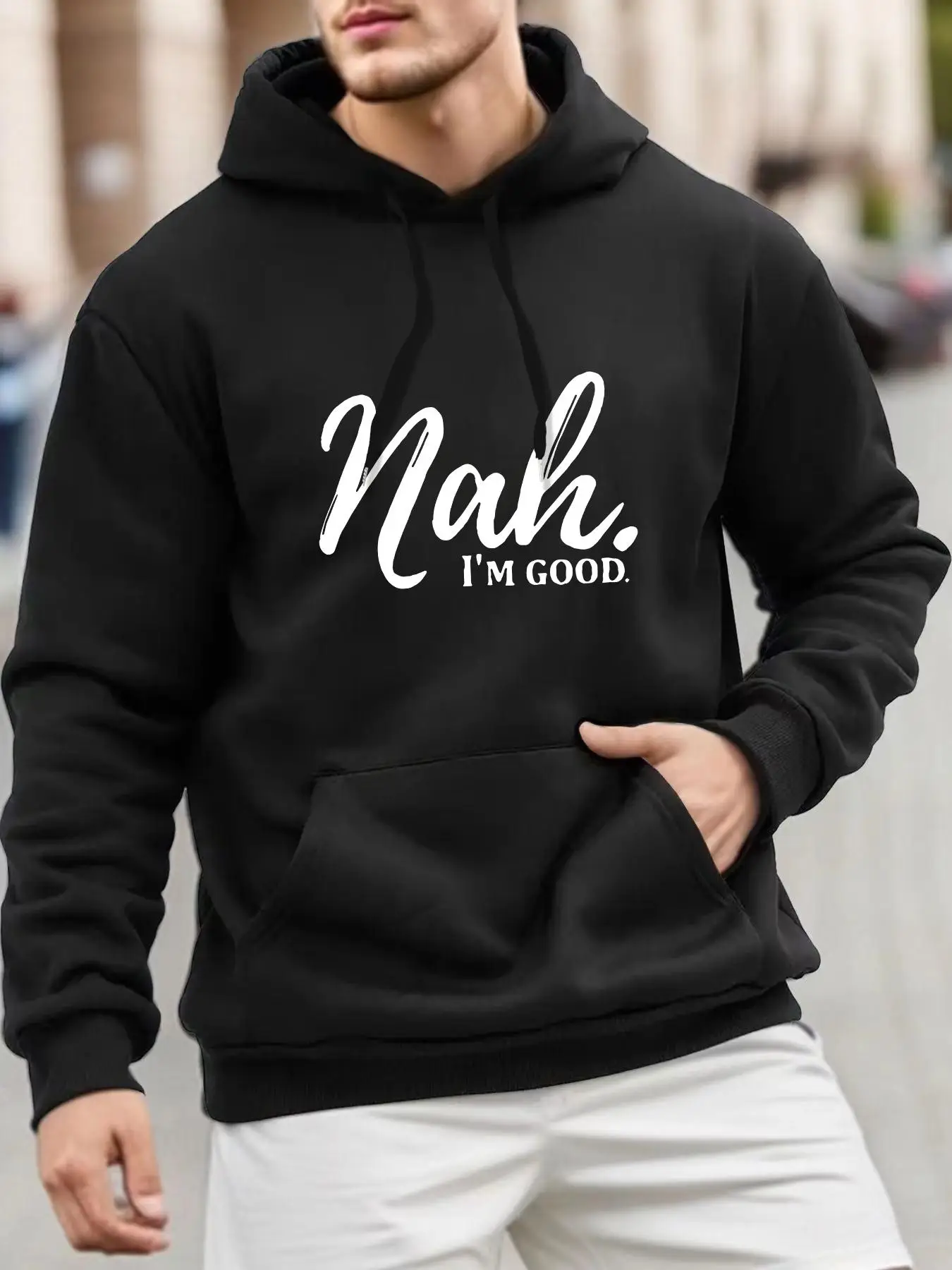 Men's Letter Print Drawstring Pocket Hoodies, Regular Fit Casual Comfy Long Sleeve Hooded Sweatshirt for Daily Wear, Boyfriend Gift, Men's Clothes for