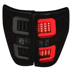 2009-2014 Ford F-150 White C-Bar LED Tail Lights (Glossy Black Housing/Smoked Lens)