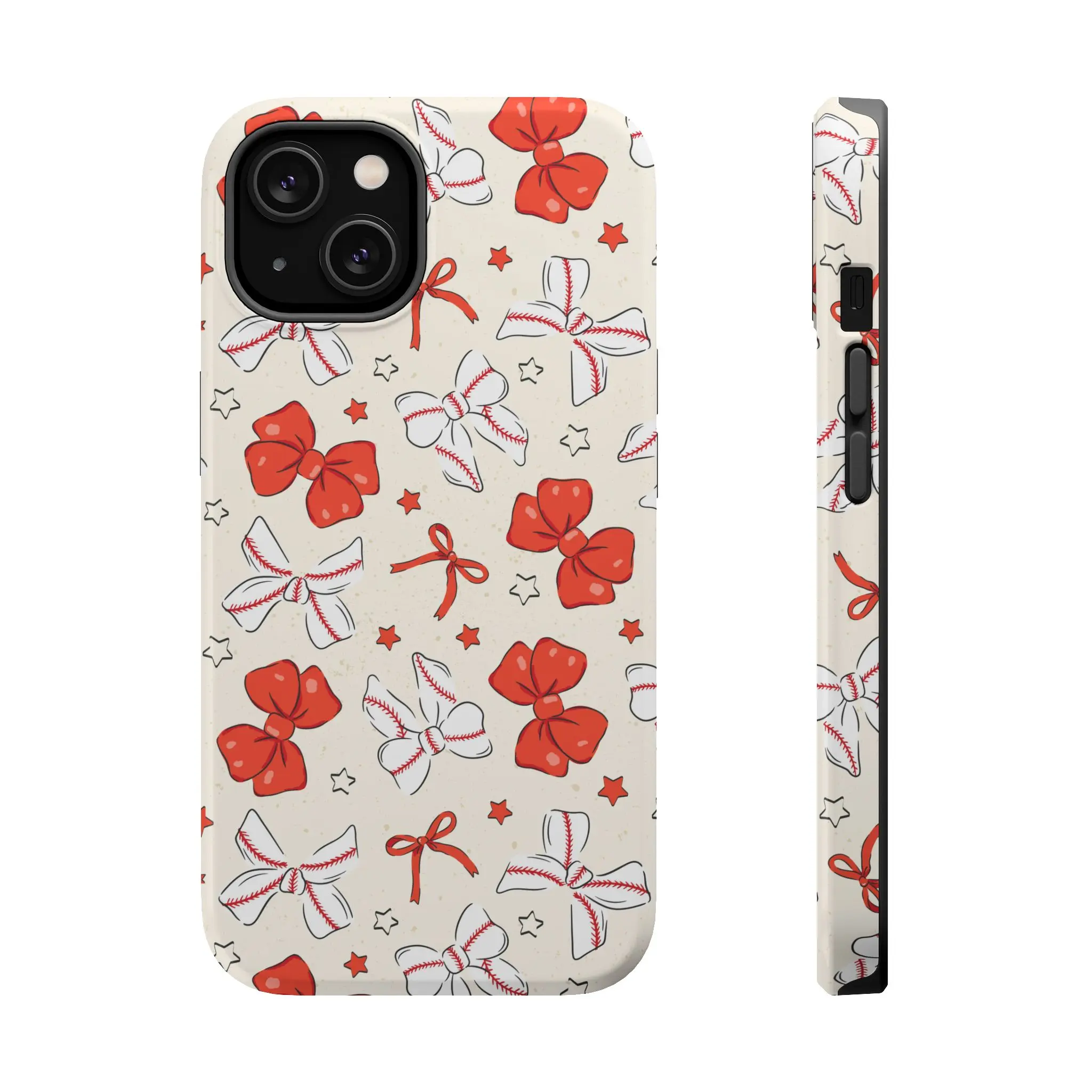 Baseball Bow Phone Case  CompatibleTough Cases with  iPhone 17 Air 16Pro Max 15 14Plus 13 12 11  XS