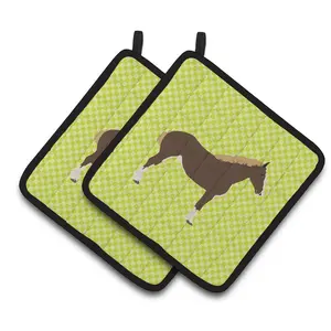 212 MAIN Percheron Horse Colorful Fabric Pot Holders - 2-Piece Kitchenware Bakeware, Polyester Fabric, Hanging Tab for Oven Use