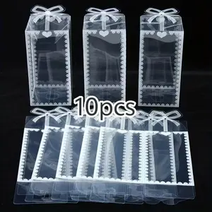 10Pcs Transparent PVC Gift Box, Printed Gift Packaging Box, Birthday Wedding Party Decor, Gift for Her Him