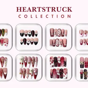 HEARTSTRUCK Collection - Valentine Handmade Press-On Nails | Reusable, Salon-Quality, Long-Lasting, Glossy Design
