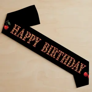 Cheetah Cherry Happy Birthday Sash, Leopard Print Satin Sash, and Party Decorations, Women and Girls Birthday Decorations