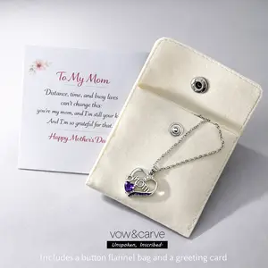 Mom Heart Necklace, I Love You Pendant Gift for Mother, Dainty Fashion Jewelry, Gifts for Women, Necklaces for Women, Mom Birthday Gifts