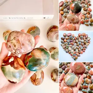 Polychrome Jasper Palm Stone Small Medium Large 30-120g 1.1-4.2oz 3.5-7.5cm 1.4-3in Large Red White Pink Purple Desert Jasper Palm Stone