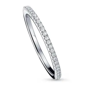 BERRICLE Sterling Silver Wedding Rings Stackable Eternity Band Ring for Women, Micro Pave Set Round Cut Cubic Zirconia CZ
