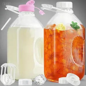 Heavy Duty Glass Pitcher with Reusable Airtight Lid - 2 Qt Milk Container with Handle & Scale Lines - Water Jug for Refrigerator Storage - Durable Leakproof Design - Kitchen Drinkware Essentials