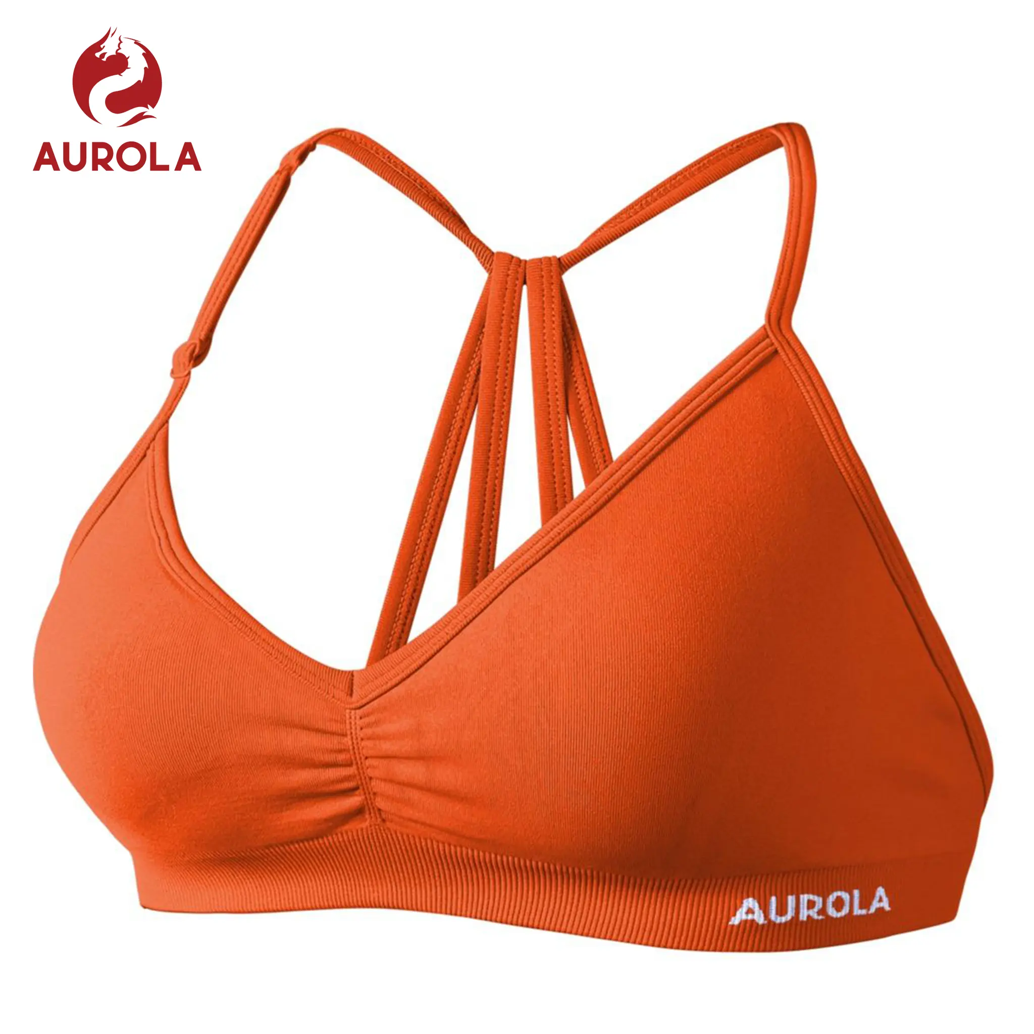 AUROLA Seamless Mercury Sports Bra for Women, Backless Strappy Removable Padded Workout Bra, Minimal Athletic Top, High Support Yoga Gym Bra,Breathable Running Training Bra