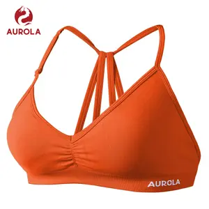 AUROLA Seamless Mercury Sports Bra for Women, Backless Strappy Removable Padded Workout Bra, Minimal Athletic Top, High Support Yoga Gym Bra,Breathable Running Training Bra
