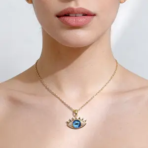 Evil Eye Hamsa Hand Necklace for Women Protection Amulet Pendant with Titanium Steel 16 Inches Dual Symbol Design Spiritual Luck Gift