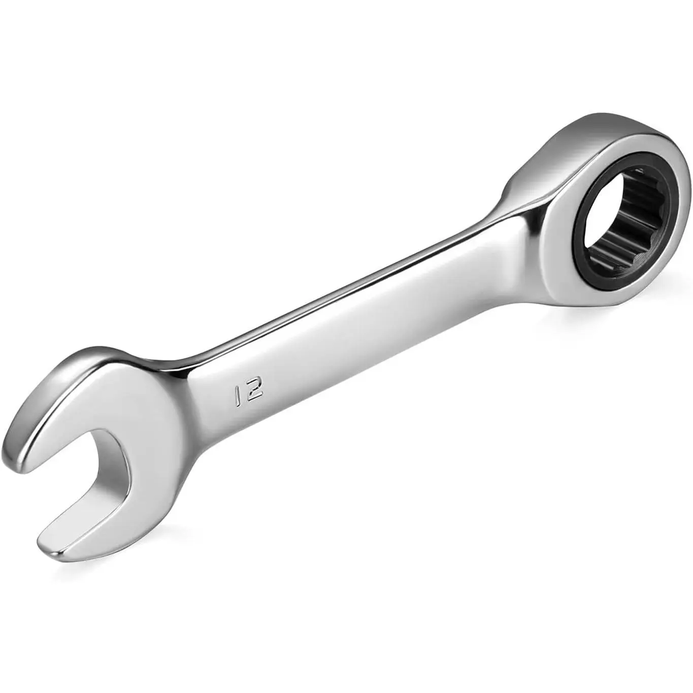 12mm Stubby Ratcheting Combination Wrench, Metric, CRV