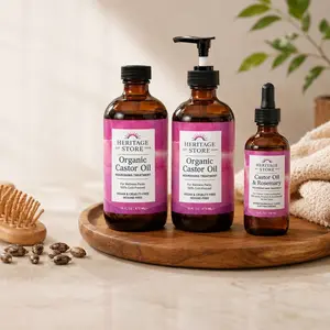 Heritage Hair Reset Ritual – Castor Oil 16oz w/Pump + Castor & Rosemary Scalp Relief Tonic + Rosewater Facial Mist – Hair Growth & Scalp Recovery Routine