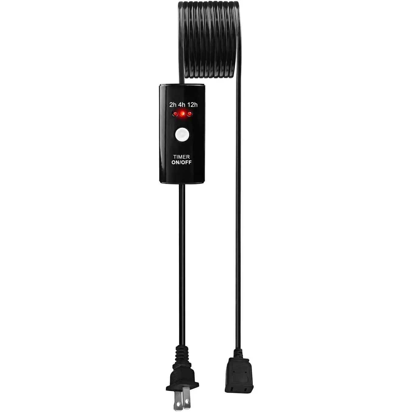 Indoor Extension Cord with Timer 2/4/12Hour Countdown, 60W 6.5 FT 2 Prong