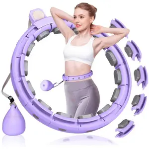 Infinity Hoop  Silent Weighted for Adults - Adjustable 30-50 Inch Exercise Hoop for Women's  & Workout - Detachable Fitness Ring with Massage Balls,   Burner Equipment ()