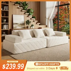 【Summerwins】Oversized Corduroy Cloud Sofa | 1400LBS Heavy Duty | Modular Sectional Sofa | Vacuum Compressed | Pet Friendly Cloud Sofa | Fits Living Room Apartment | Free Gifts | 2 Pickages Shopping,sofas living room