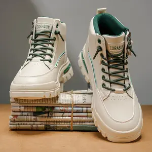 CORASUN New Men's Waterproof PU Work Boot, Side Zipper & Lace-Up, Soft Non-Slip PVC Sole Hiking Boot for Outdoor Travel & Daily Street Wear