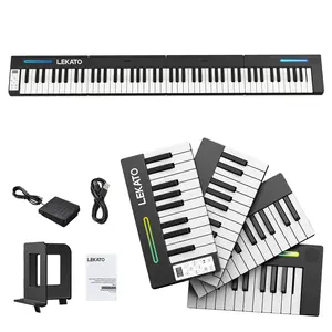 LEKATO Portable Piano Keyboard, 4 pcs Magnetic Electric Piano with Up to 88 Keys, 128 Tones, 128 Rhythm, 21 Demo, Split, Dual Tone, Record, Bluetooth MIDI, Headphone Jack Versatile Sounds for