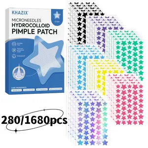 280pcs/1680pcs Star-Shaped Hydrogel Acne Patches, Hydrocolloid Acne Patch, Acne Pimple Patch, Multi-Color Waterproof Face Cover Stickers, Girls Facial Skincare Products