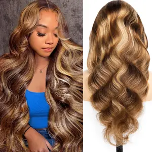 13x6 Lace Front Wigs Human Hair Highlight Ombre Lace Front Wig Human Hair Honey Blonde Colored Hd Lace Frontal Wigs for Women Pre Plucked Body Wave Wig