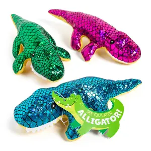 9" See You Later Blue, Green & Pink Stuffed Alligators with Card for 12