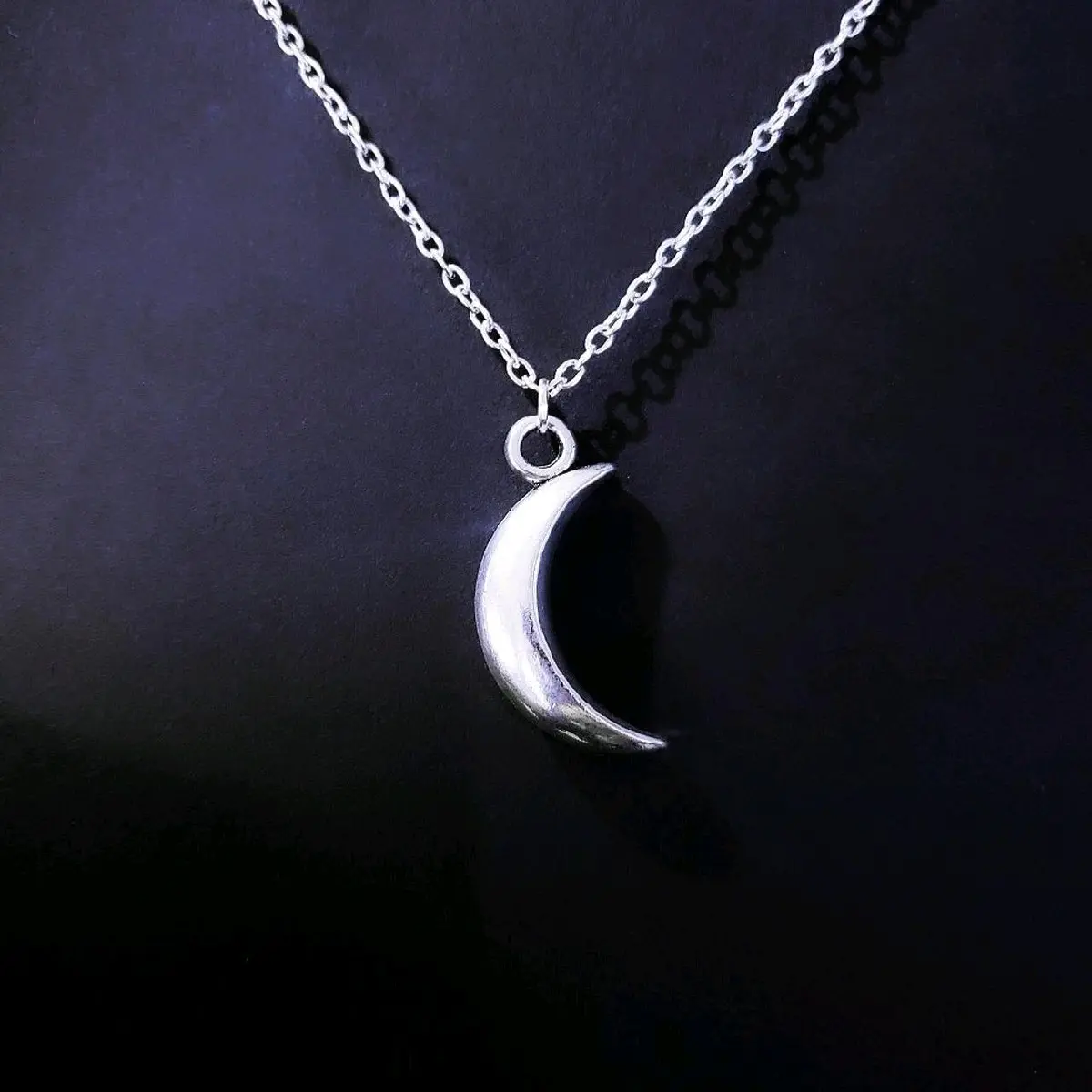 Silver Crescent Moon Choker