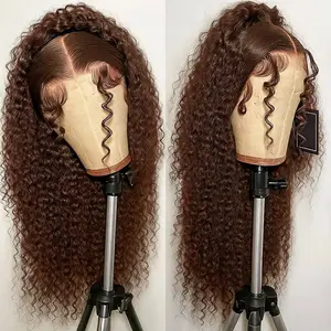 Chocolate Brown 13x4 Deep Wave Lace Front Human Hair Wigs For Women 4# Deep Wave 13x6 Hd Lace Frontal Wig Brazilian Human Hair Wig 180Density