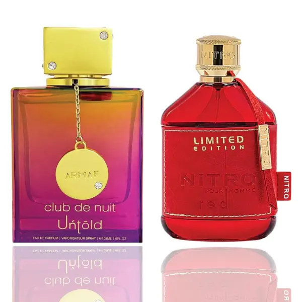Armaf Men's 2-Piece Boxed EDP Fragrance Bundle - Nitro Red & Club de Nuit Untold Bold Duo, Intense Strong Fragrance Blend, High-Impact Long-Lasting Modern Masculine Scent