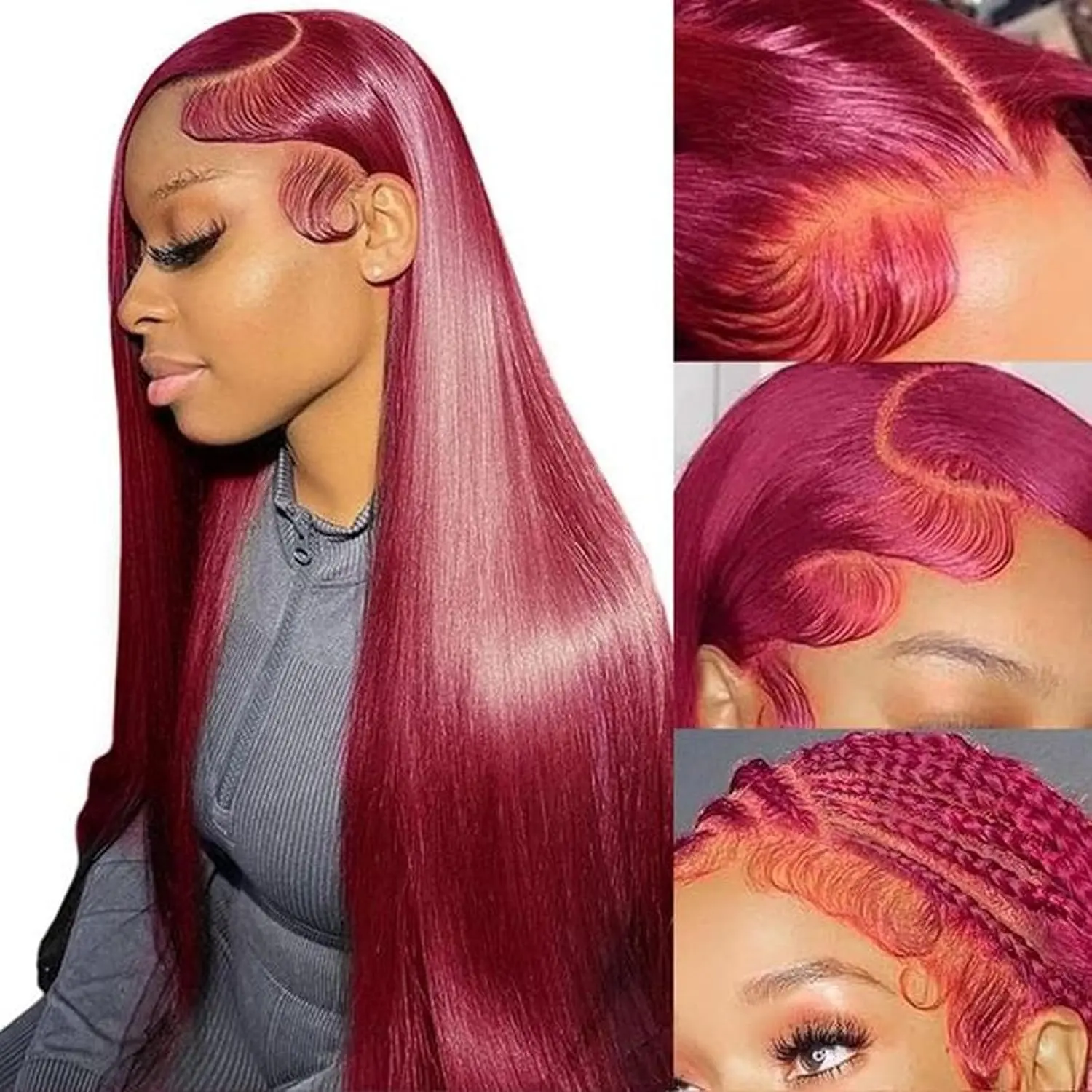 13x4 HD Lace Front Wig / 180% Density / Body Wave / Pre-Plucked Natural Hairline with Baby Hair / 4/27 & Burgundy Color / Seamless Melt Lace / Soft Bouncy Full Volume / Glueless Beginner Friendly Daily Wear 80% Human Hair