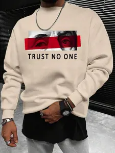 Men's Regular Fit Letter & Graphic Print Round Neck Sweatshirt, Casual Long Sleeve Crew Neck Pullover for Fall & Winter, Fashion Men's Top for Daily W Sweatshirt, Hoodie, Comfort Colors