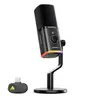 MAONO PD100W Wireless & Wired Gaming Microphone -Saving Desktop Mic with Charging, High-Quality Audio, Quick Mute, Headphone Jack, Gain Knob, Volume Control, Dynamic RGB for PC Gamers, Compatible with PCs, Smartphones, Laptops, PS4, PS5, C