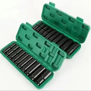 1/2 Inch Drive Hex Socket Set, 8-24mm Deep Drive Electric Socket Tool Impact Wrench Adapter, 10 Pieces, Carbon Steel Car Repair Kit, Impact Sockets Set