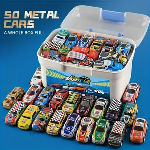 [Durable Metal | Colorful] 50-Piece Diecast Toy Cars Set | Durable Metal Vehicles, Colorful Assortment, Return Force Function | Educational And Fun Gift For Kids Ages 3 And Up With Storage Case And Foldable Play Mat