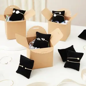 2pcs/set Black Flannelette Bracelet Cushion Pillow Small Cotton Pillow Holder Watch Display Pillow Fixed Pillow Insert Pillow Core, for Watch and Bangle, Jewelry Display
