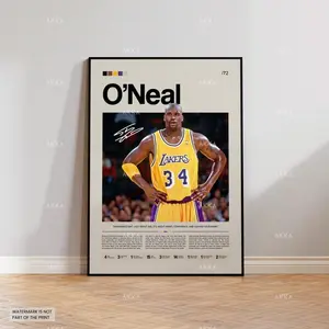 Shaquille O’Neal Poster, Los Angeles Lakers Wall Art, Framed NBA Print Décor