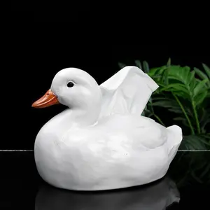 Cole Duck Tissue Box - Cute White Duck-Shaped Holder with Opening Beak, Retro Cartoon Bathroom & Living Room Decor, Novelty Storage for Tissues, Durable White, Fun Gift for & s (Adaptable for Cartons/Tissues)