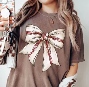 Baseball Tshirt for Women, Baseball Coquette Bow Tee, Soft Girl Era Shirt, Baseball Mom Shirt, Fall Shirt, Game Day T Shirts