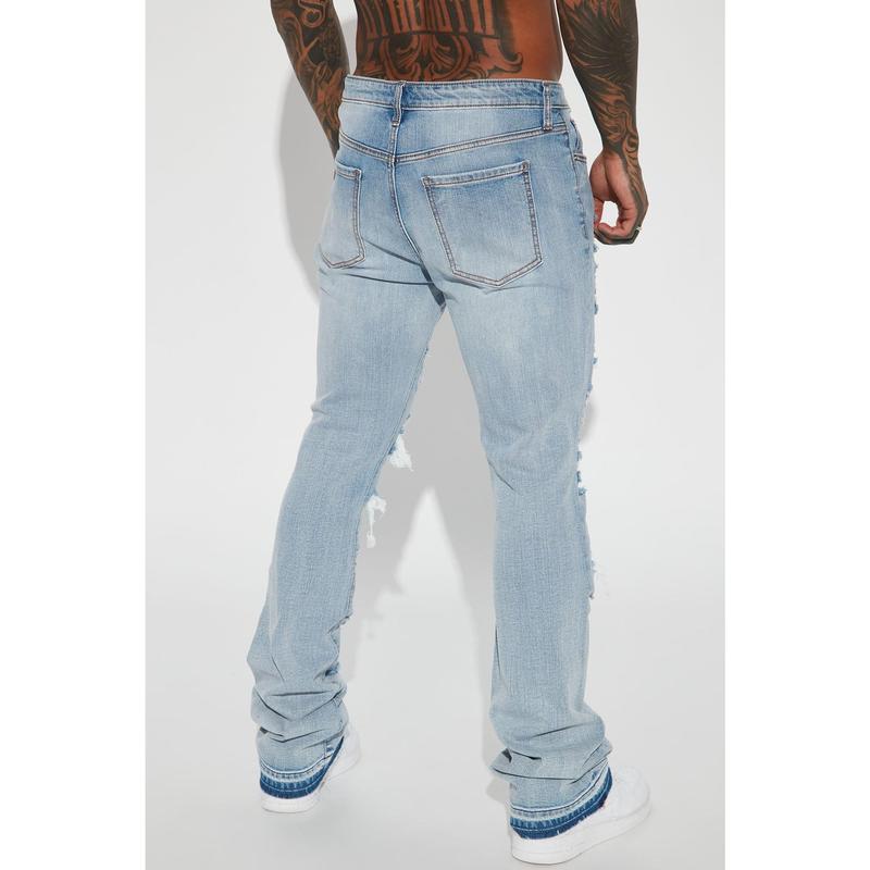 Through It Ripped Skinny Flared Jeans - Vintage Blue Wash