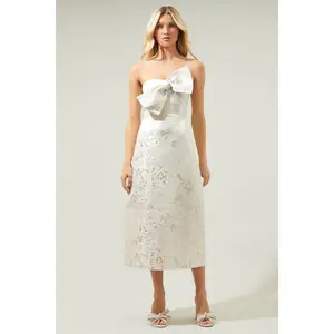 Lola Jacquard Bow Strapless Midi Dress