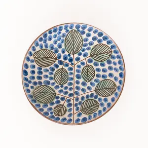 Dots Ceramic Plate in Blue, from Kiliim