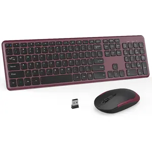 Wireless Keyboard And Mouse Set, 2.4GHz Ultra-thin Full-size Wireless Keyboard And Mouse Set For Laptop, PC, Desktop, Windows 7, 8, 10, Black And Silver, Christmas Gift